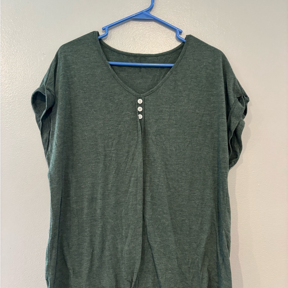 Women's Green Button-Detail Top